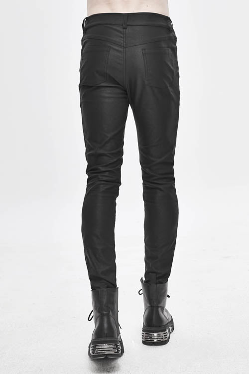 Glossy Robot Print Skinny Stretch Pants in Black