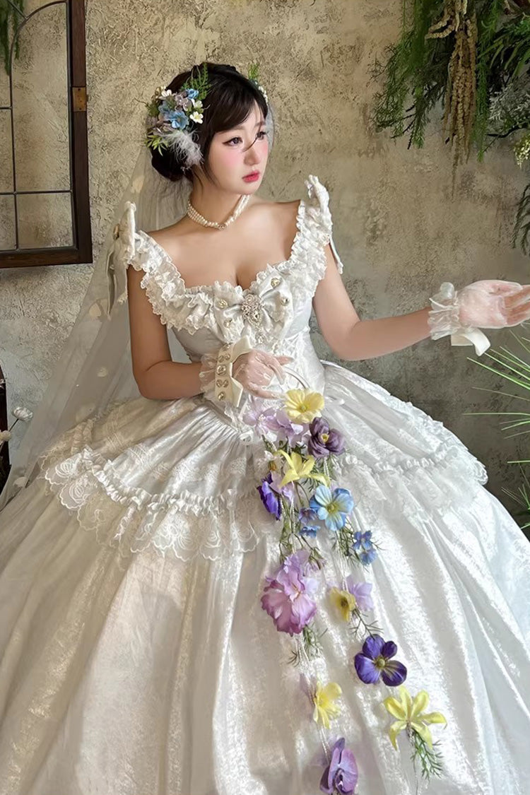 Sleeveless Ruffled Bow Strapless Elegant Lolita Gown