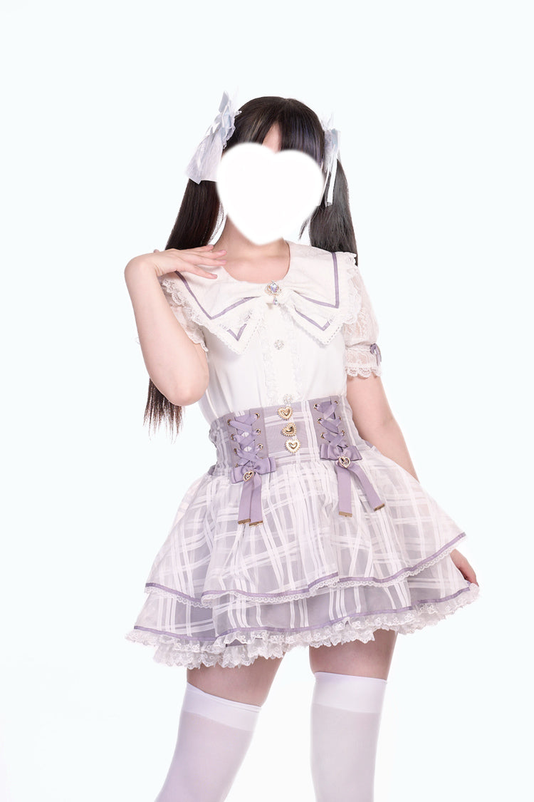 Love Hanabi Triple-Bow Organza Skirt - Three Color Options