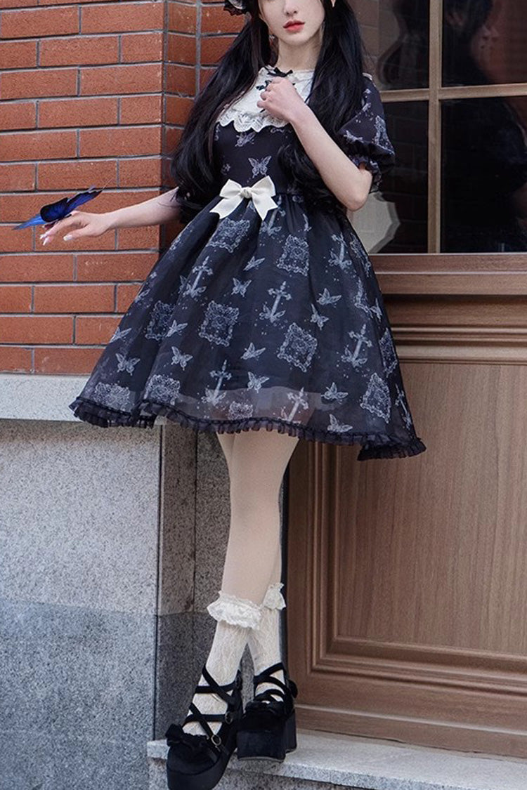 Black Embroidered Butterfly Gothic Lolita Dress