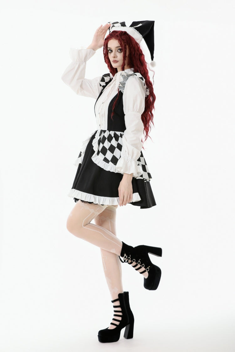 Sharp Point Collar Long Puff Sleeves Gothic Dress