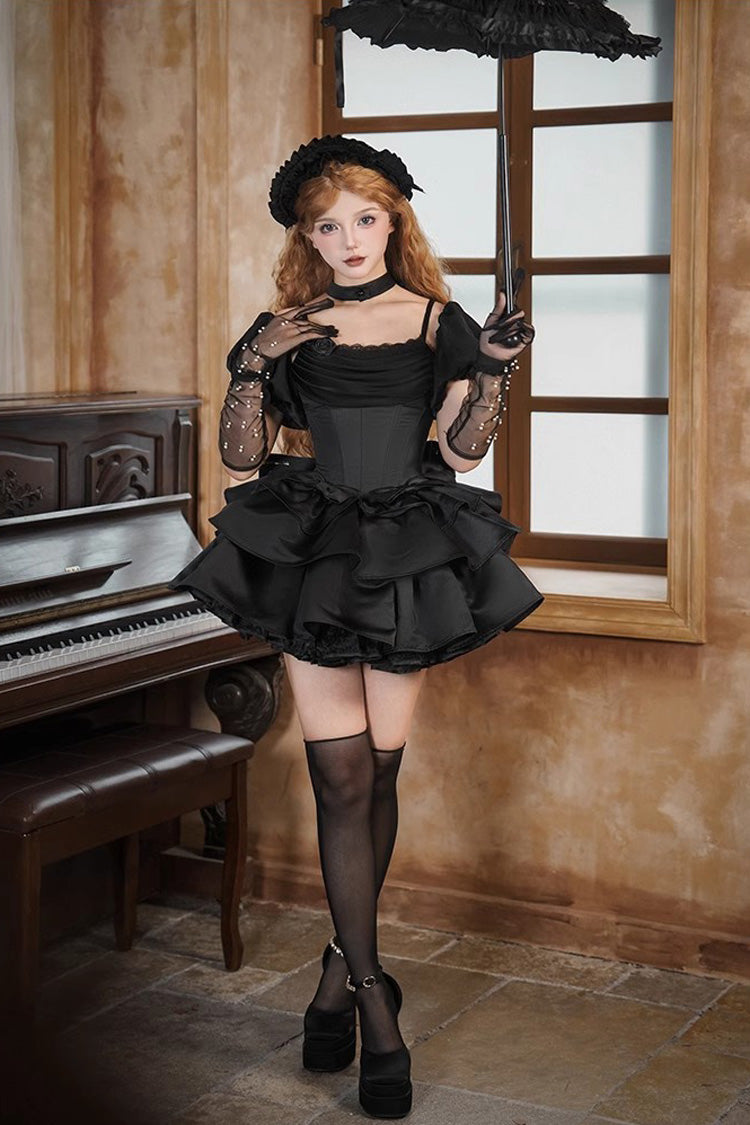 Onyx Ruffled Sleeveless Duet JSK with Bows - Duet