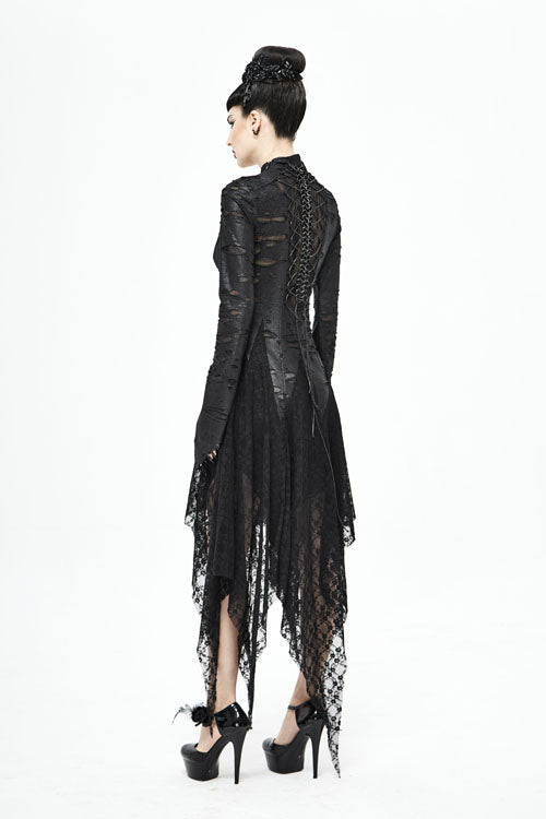Dragon Spine Hole Decoration Long-Sleeve Gothic Dress