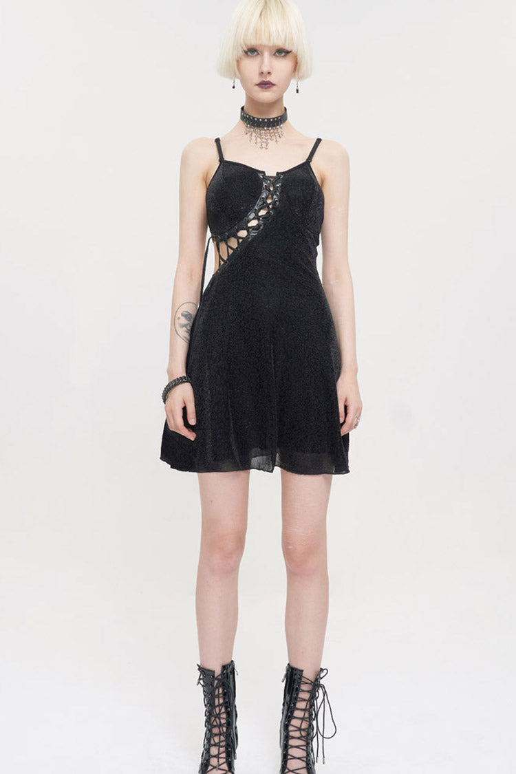 Chest Cross Straps Suspenders Backless Punk Dress