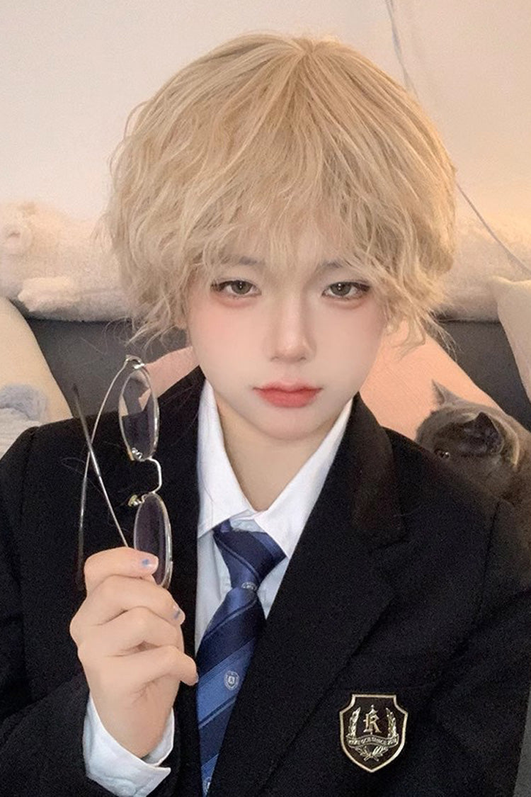 Sand Gold Short Ouji Wig with Natural Tin Foil Perm