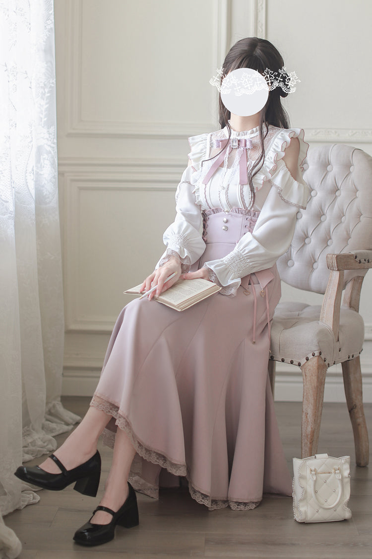 Pink Ruffle Slim Elegant Fishtail Skirt Dress - Sweet Lolita