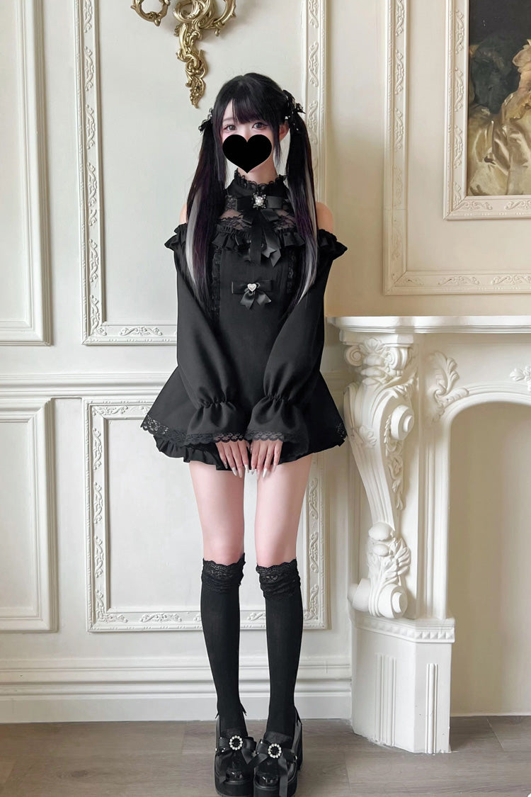 Halterneck Ruffle Bow Dress & Shorts - Jirai Kei Ensemble