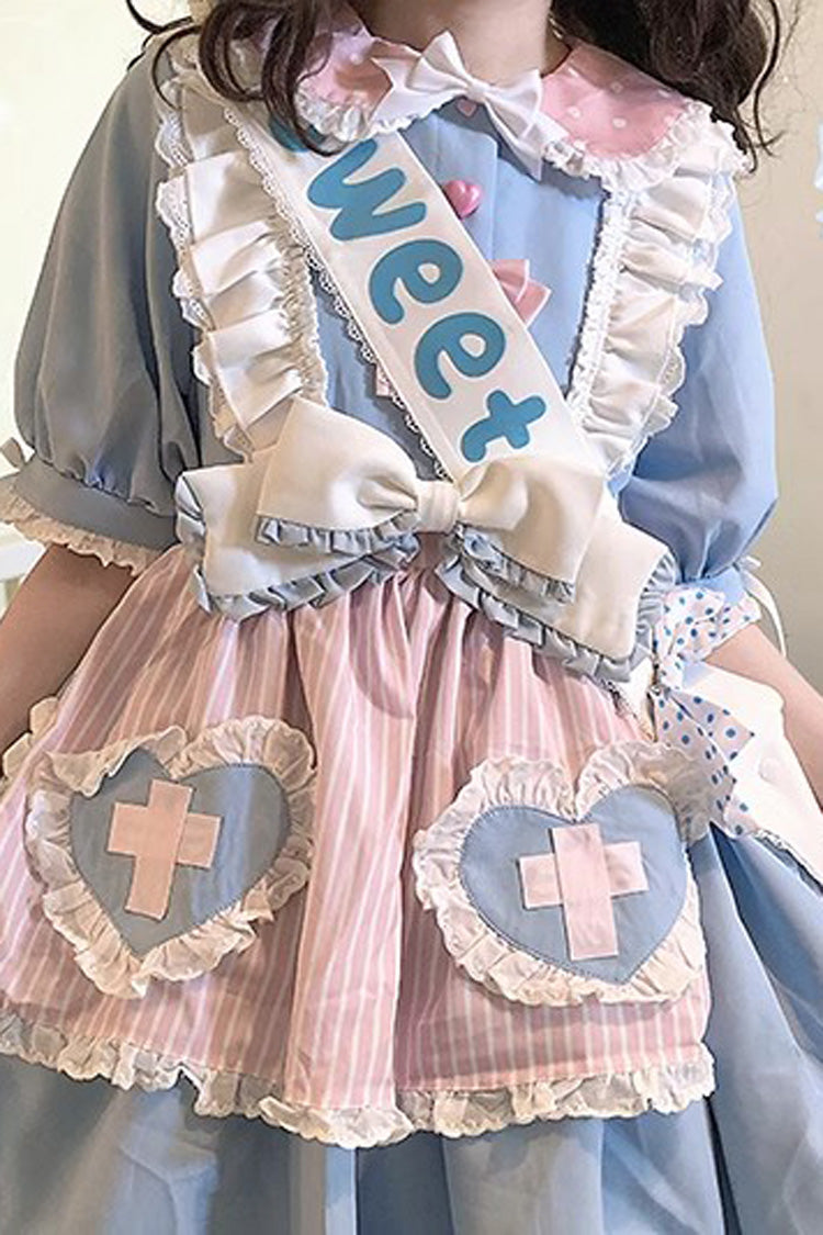 Azure Love-Redemption Print Sweet Dress with Bow Accents