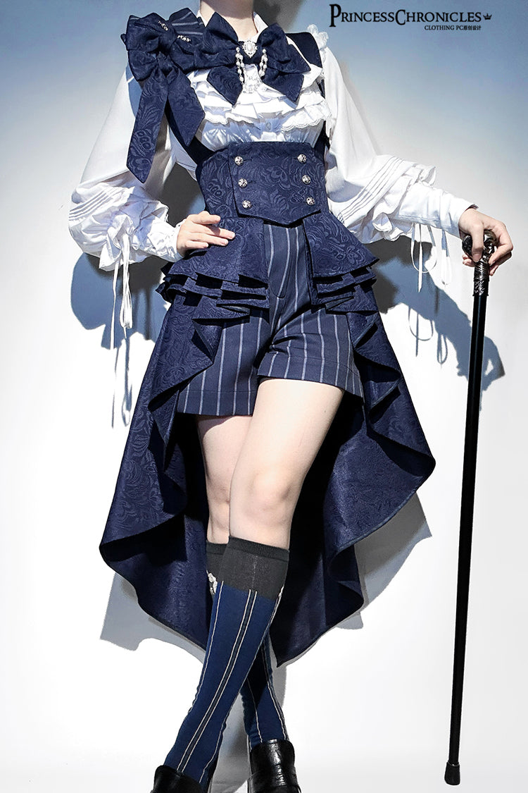 Indigo Rabbit Theater Striped Print Ouji Fashion Sweet Prince Lolita Shorts