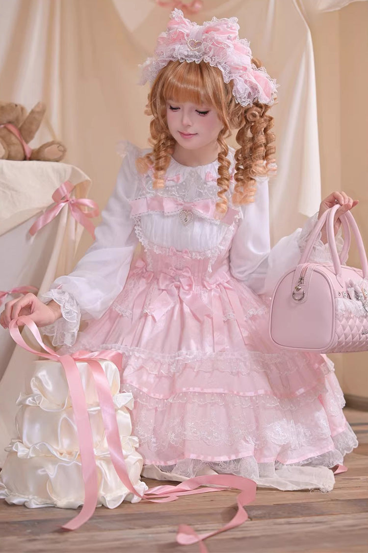 Pink Mist Sweet Dream Double-Layered Ruffled Sweet Lolita JSK