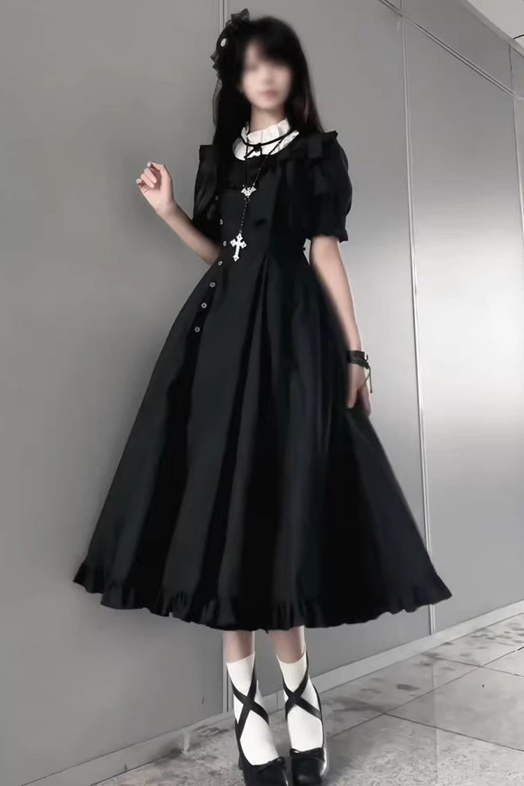 Jet Stand Collar Short-Sleeve Ruffled Gown - Day & Night