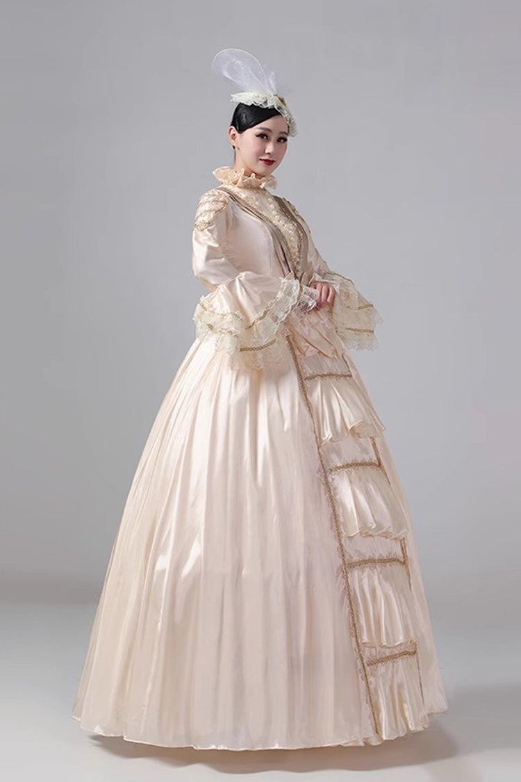 British Embroidered Medieval Victorian Gown - Vintage Court Style