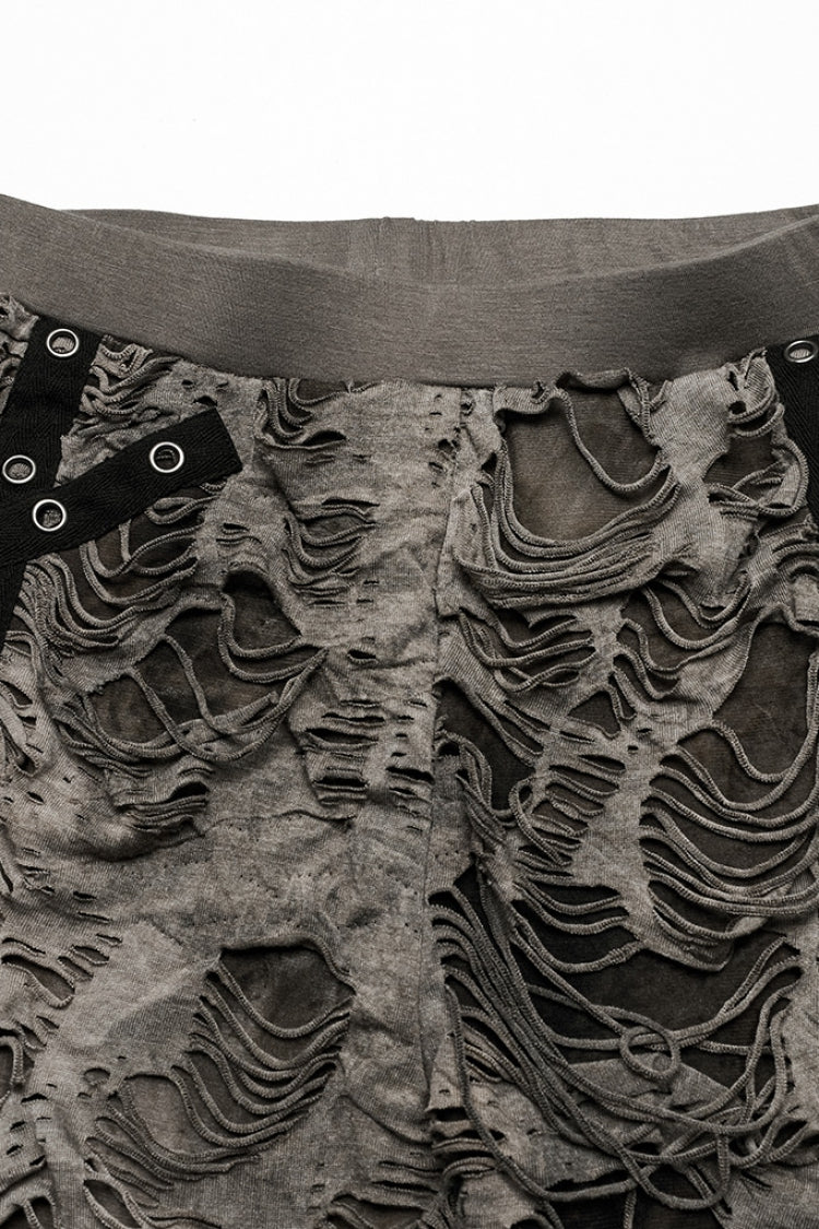 Tailored Distressed Eyelet Chain Steampunk Leggings for Women