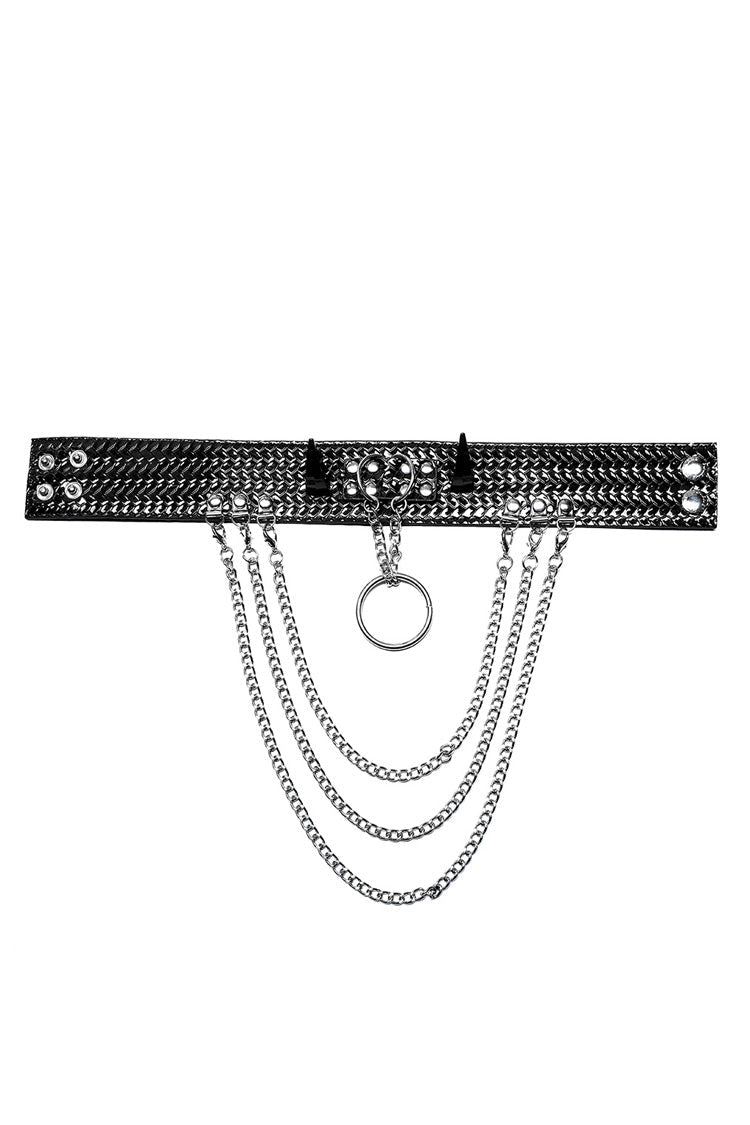 Reptile Texture Faux Leather Riveted Steampunk Choker