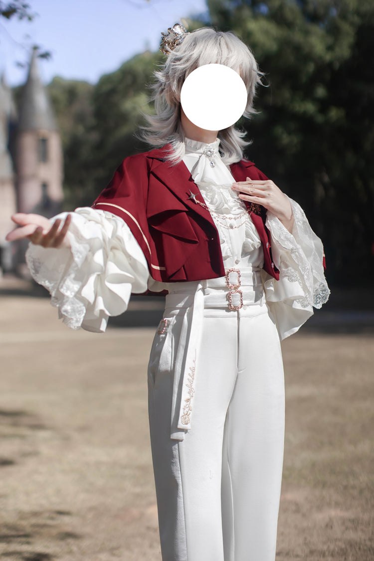 Ivory Ouji Skirt Pants with Ruffled Long Sleeves - Day and Night Song