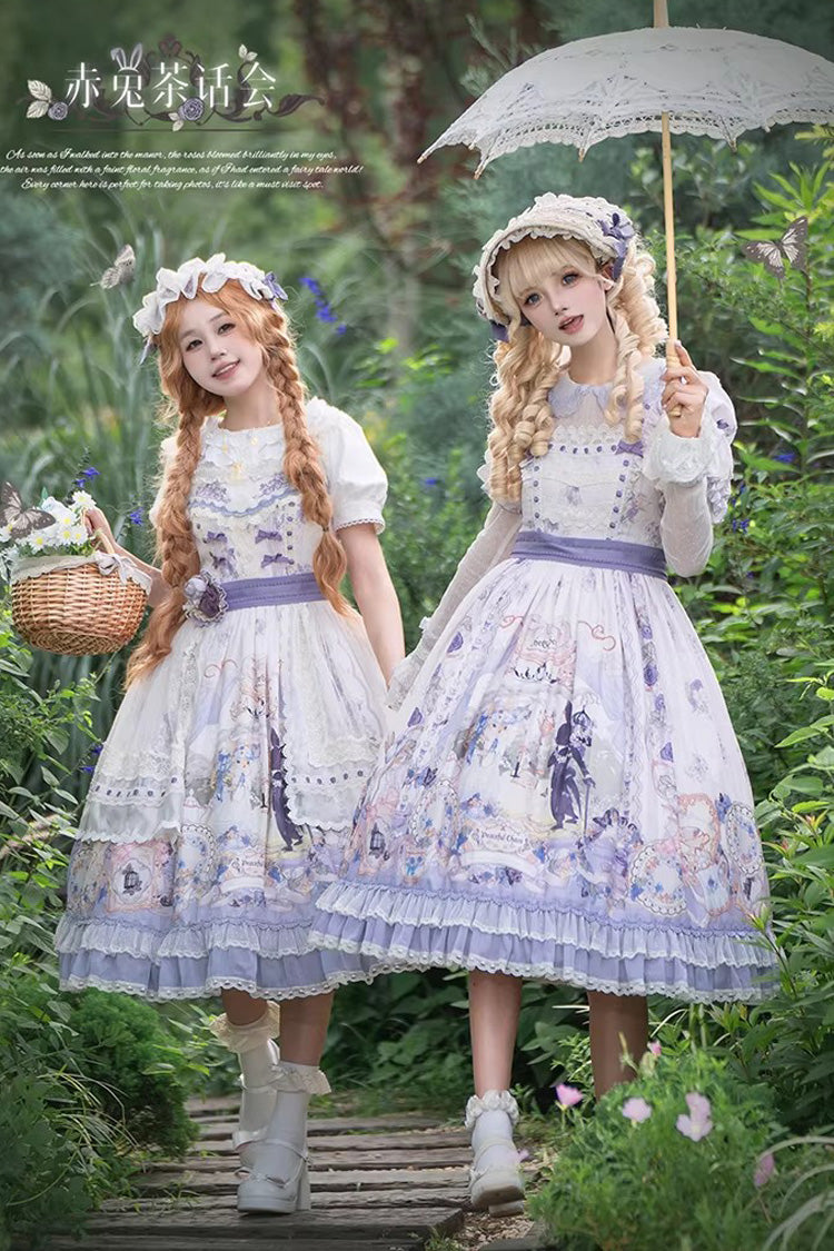 Violet Tea Party Collar Ruffled Chiffon Lace Gown