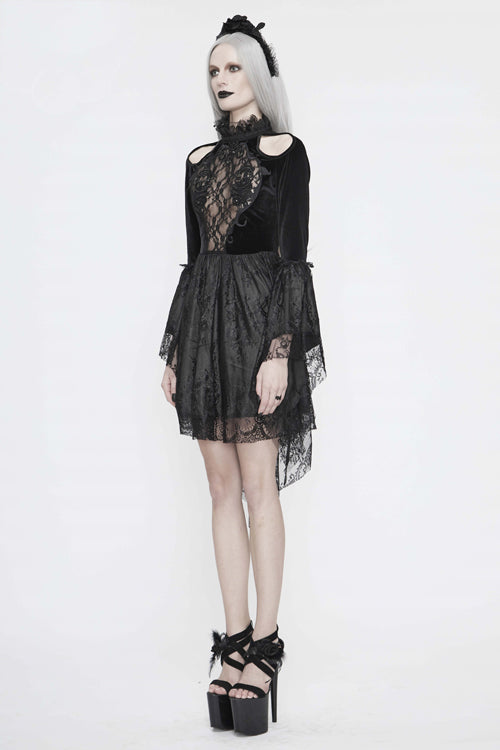 Gothic Dress with Off-Shoulder Beaded Embroidery Chest