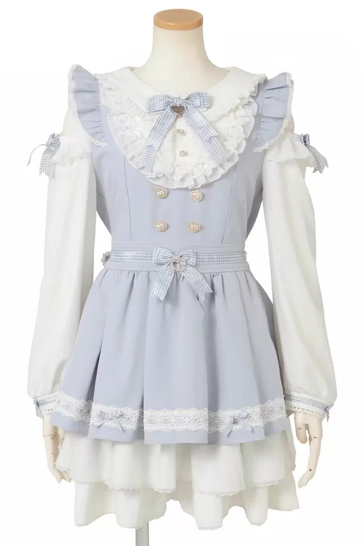 Off-Shoulder Ruffle Bow Dress & Shorts - Jirai Kei Set