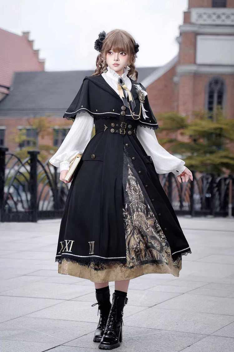 Charcoal Embroidered Long-Sleeve College Vintage 3-Piece - Dragon’s Aria