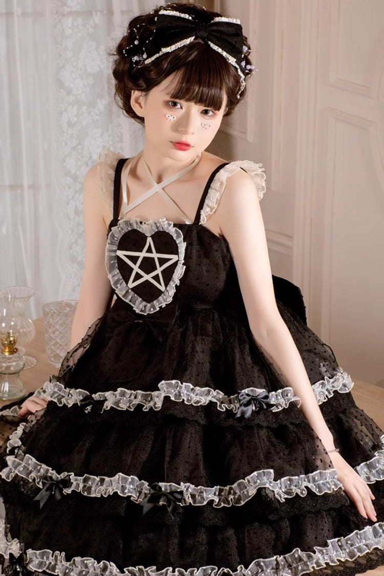 Jet Triple-Layer Jacquard Bowknot Sleeveless JSK - Du Meisha's Star Wish