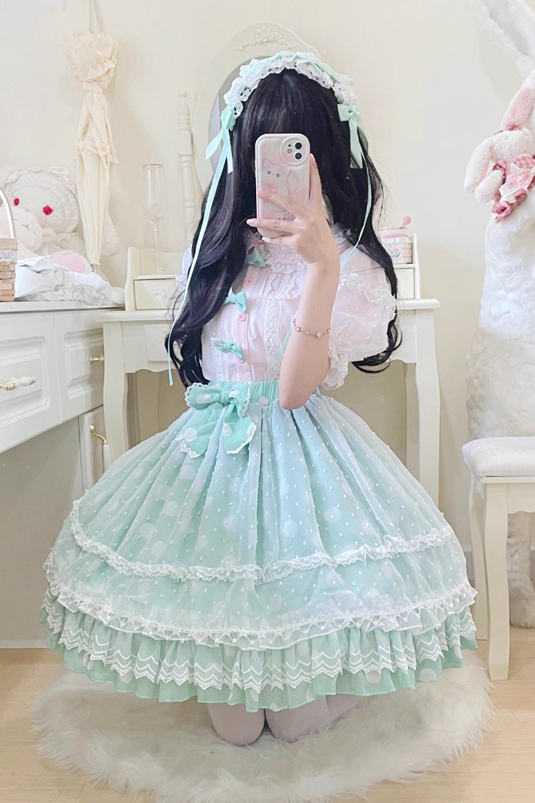 Printed Ruffled Bow Sweet Lolita Skirt