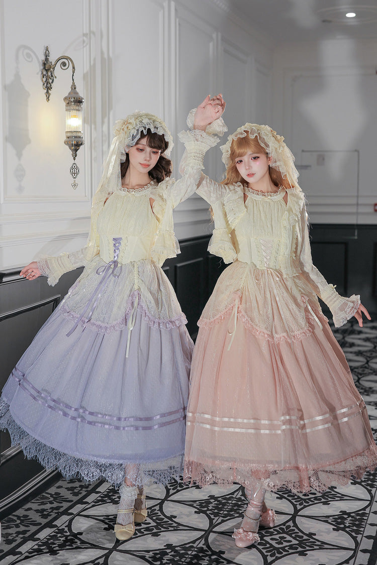 Halterneck Sleeveless Printed Lace Corset Lolita JSK Set