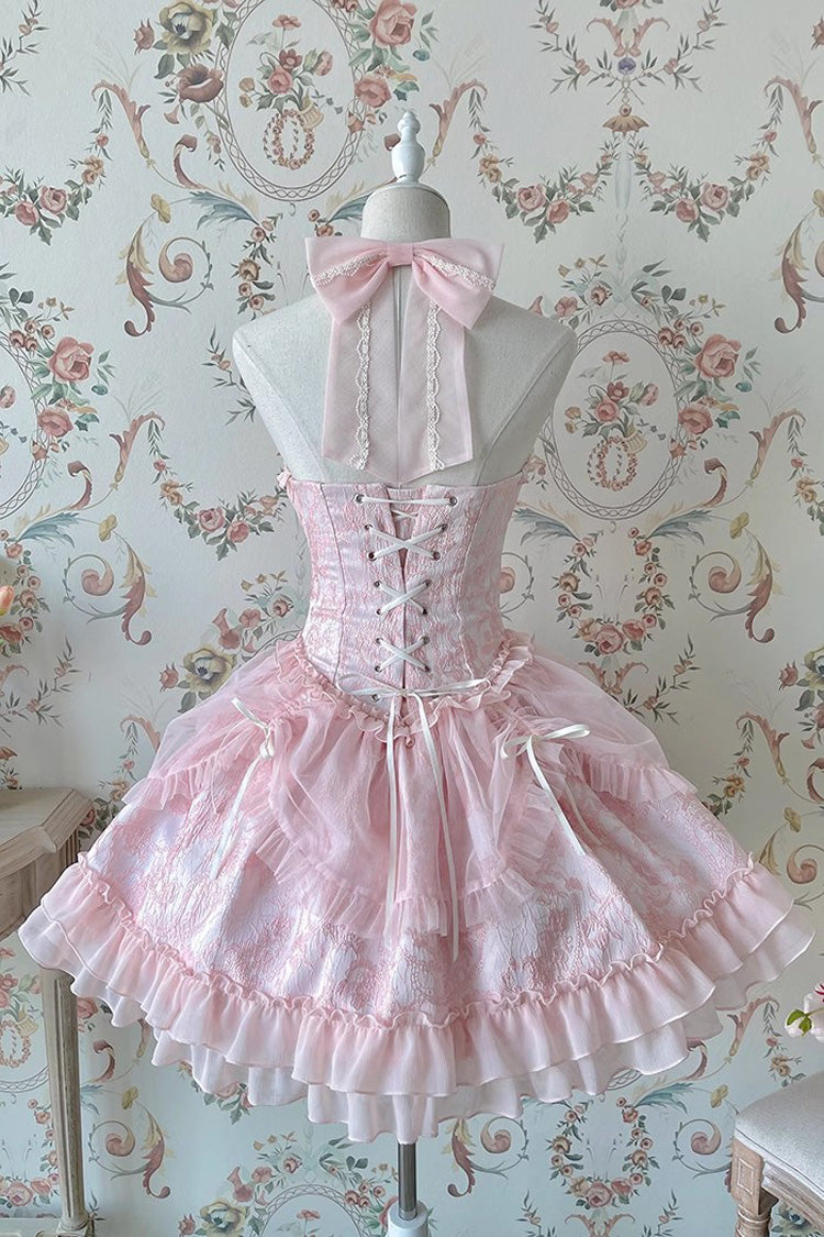 Blush Strapless Sleeveless Bow Accent Ruffled Sweet Lolita Layered Gown
