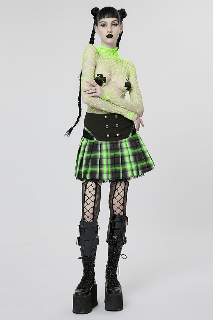Steampunk Pleated Skirt with Ruffle and Lace