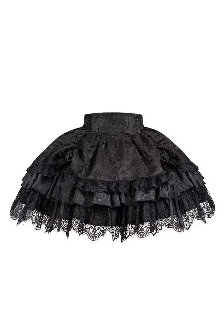 Black Multi-Layer Jacquard Ruffled Witch Gothic Skirt - Letters & Poems · Twilight