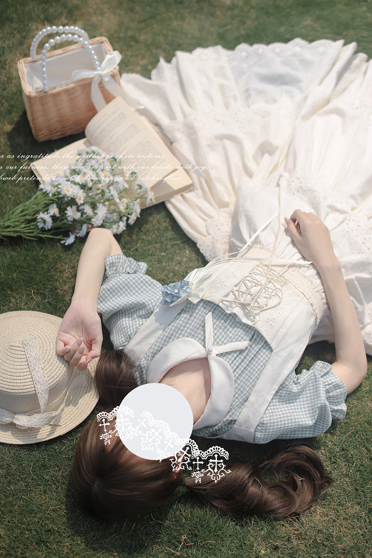 Ivory Sleeveless Triple Ruffled Lace-Up Sweet Elegant Lolita JSK