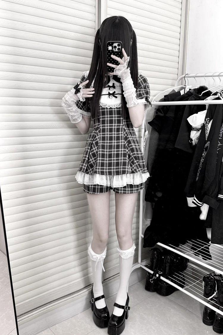 Gothic Japanese Dress Set with Rabbit Ears and Doll Collar - Moonlight Whispers, 2 Colors