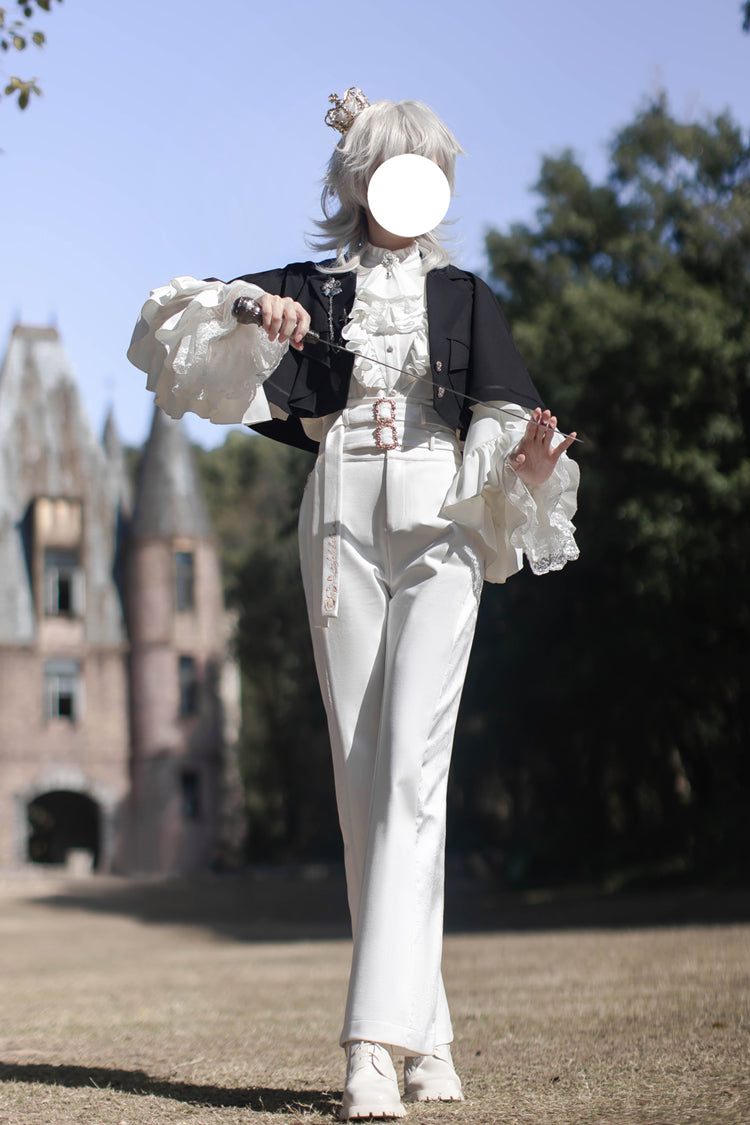 Ivory Ouji Skirt Pants with Ruffled Long Sleeves - Day and Night Song