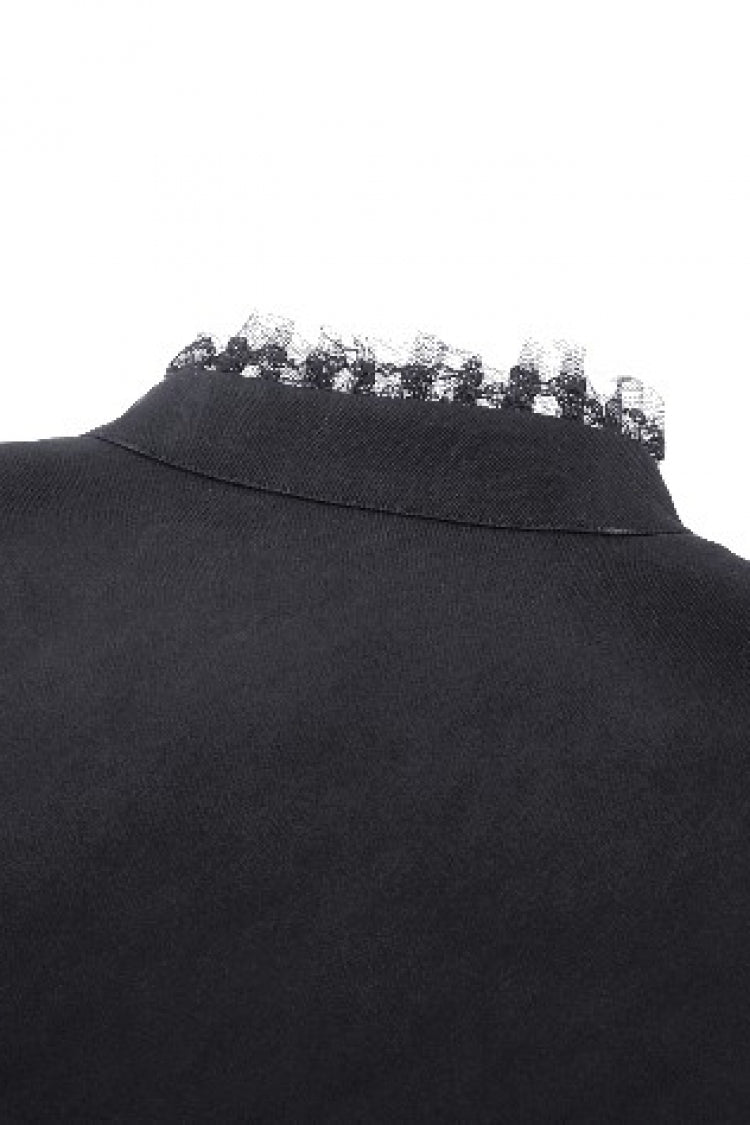 Multi-Layered Ruffled Stand Collar Long Flared Sleeve Gothic Blouse for Women Lace