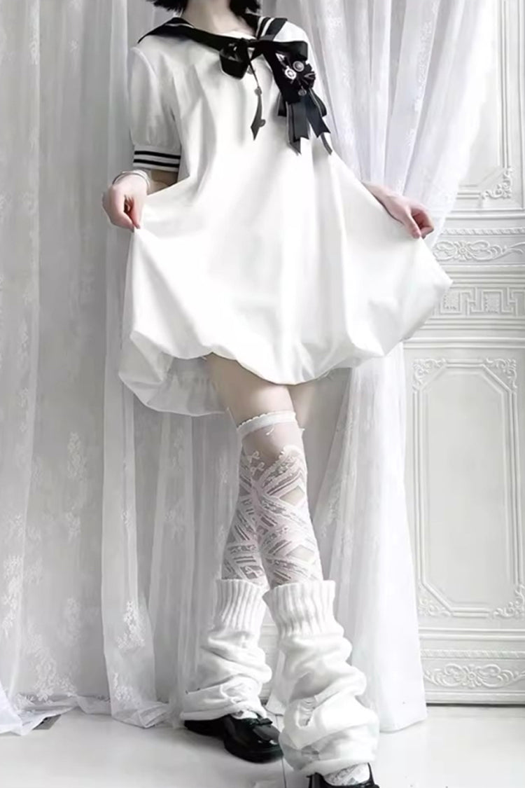 Old Stories Navy Collar Bow Sweet Lolita Dress
