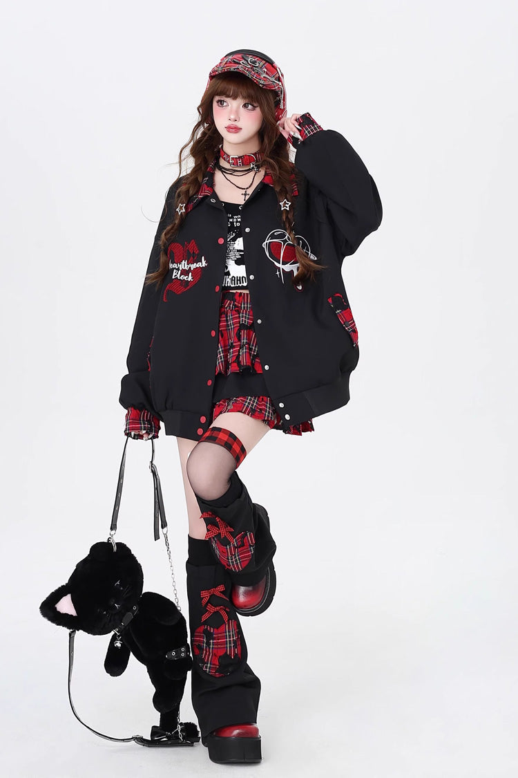 Japanese Jirai Kei Embroidered Coat with Gothic Stitching