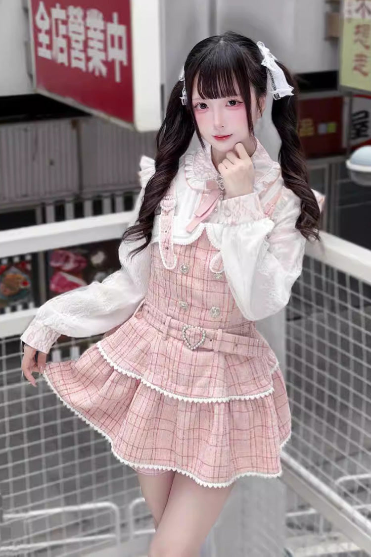 Jacquard Ruffle Bow Blouse - Jirai Kei Top