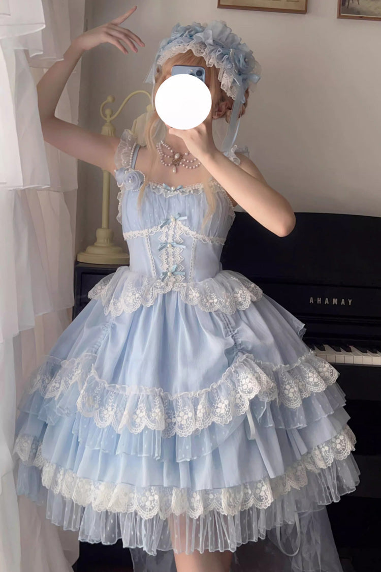 Blue Multi-Layer Annie's Tea Party Ruffle Hanayome Sweet Lolita Jsk Dress