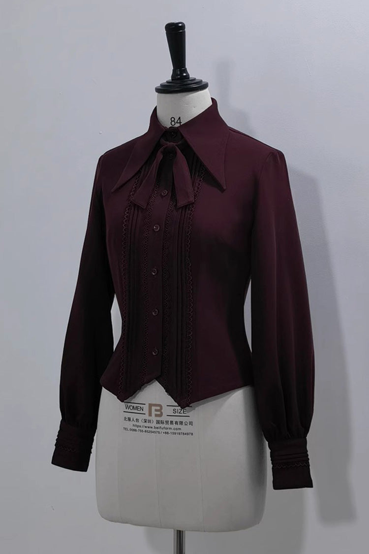 Scarlet Lapel Embroidered Slim Gothic Vintage Prince Ouji Shirt