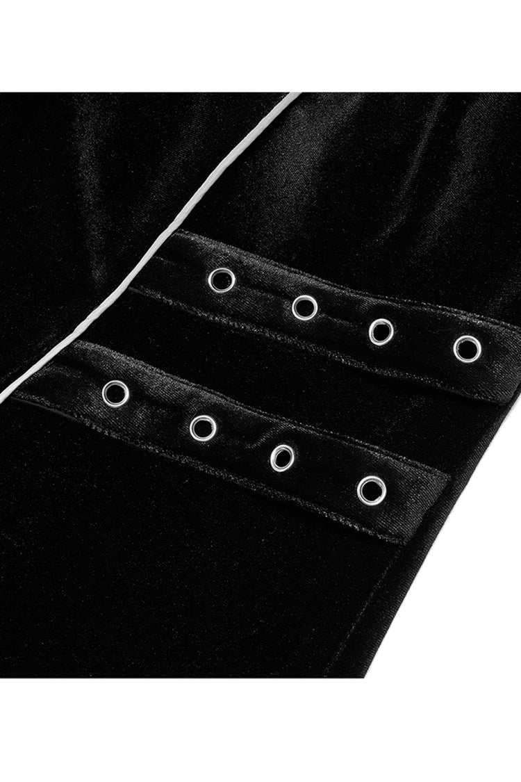 Stretch Velvet Chain Print Webbing Strap Plus Size Gothic Dress