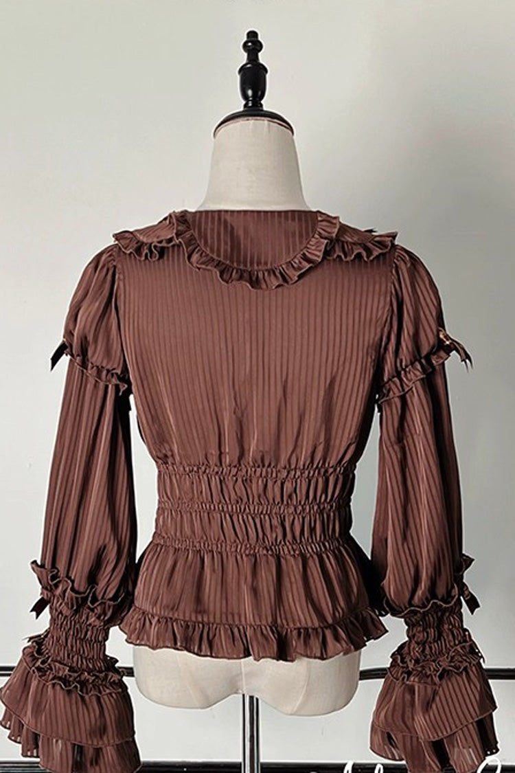 Round Collar Trumpet Sleeve Bow Sweet Lolita Blouse