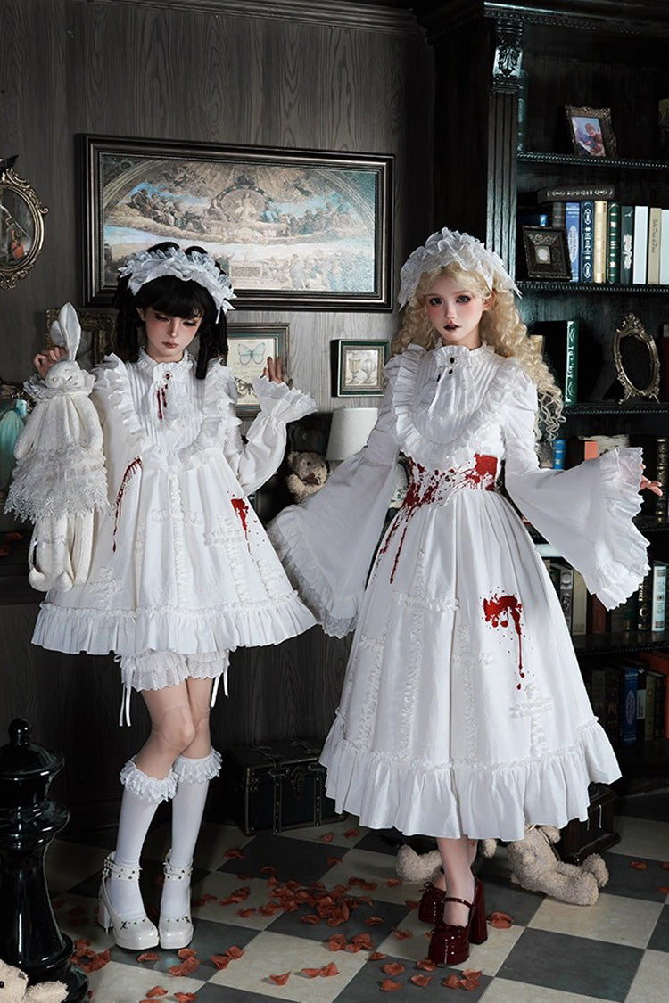 Ivory Gothic Dress Set with Hime Sleeves and Lace - Cross Doll