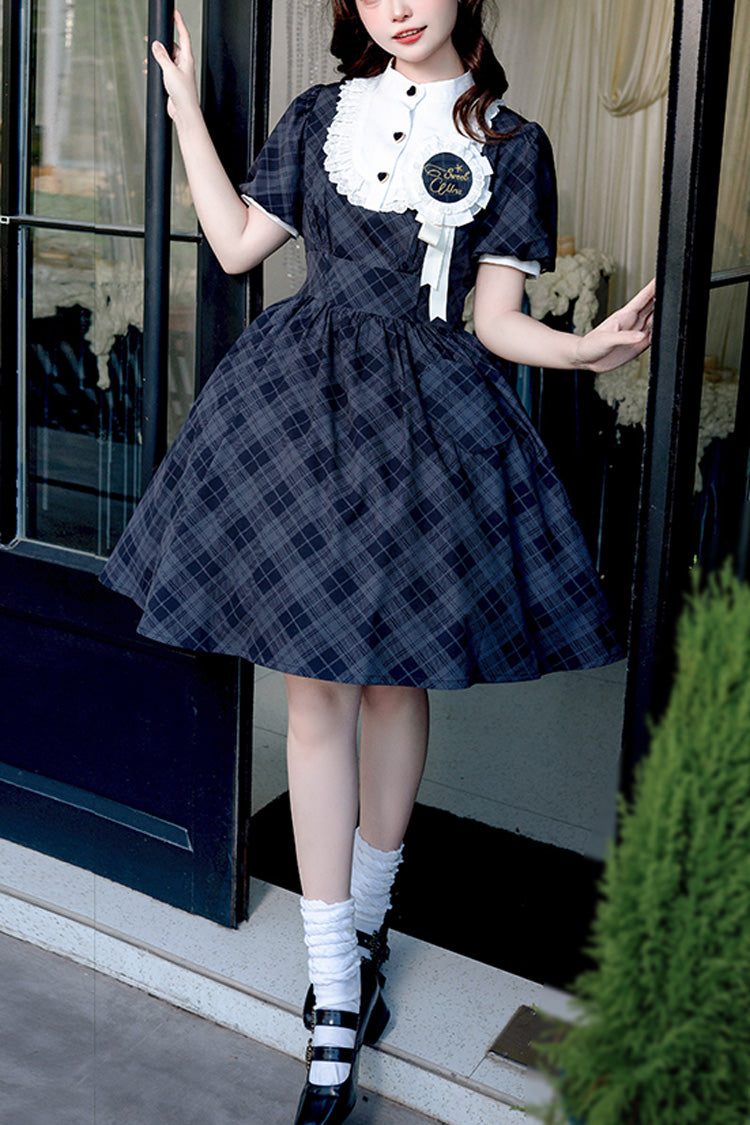 Classic Princess Lolita Dress with Plaid Print