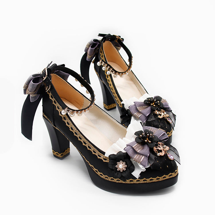 Ribbon Lace Girly Lolita High-Heels - 6 Shades