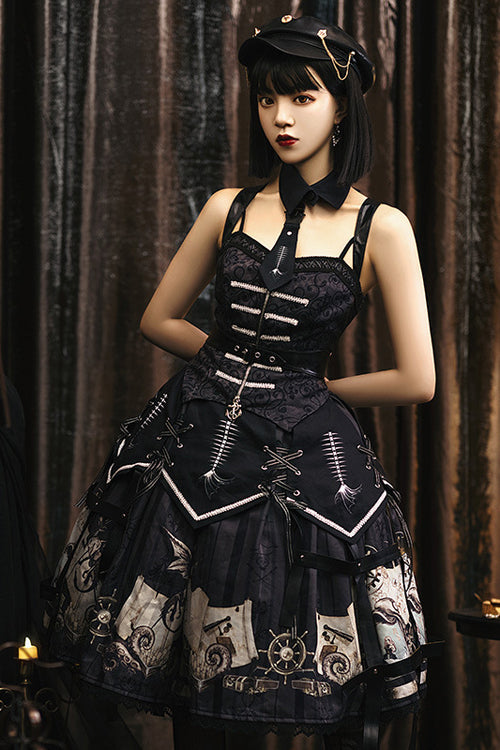 Pirate Ship Print Gothic Lolita JSK Dress Full Set