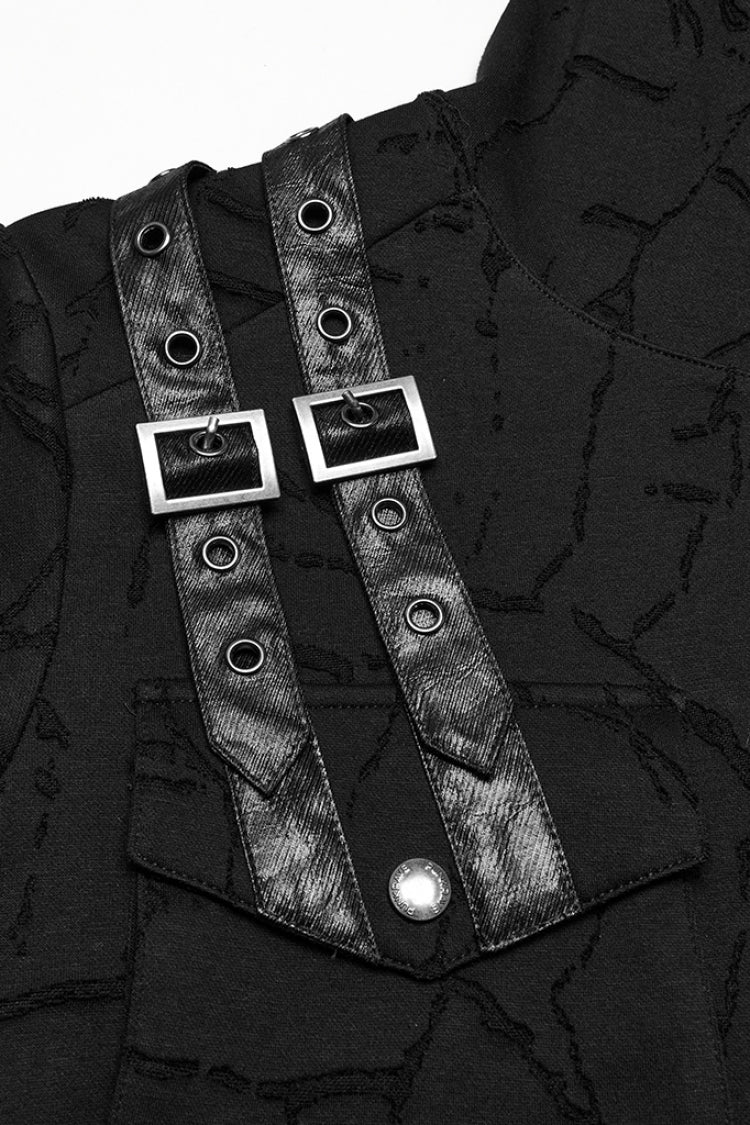 Tie-Dyed Punk Hoodie Tee with Large Pocket for Men