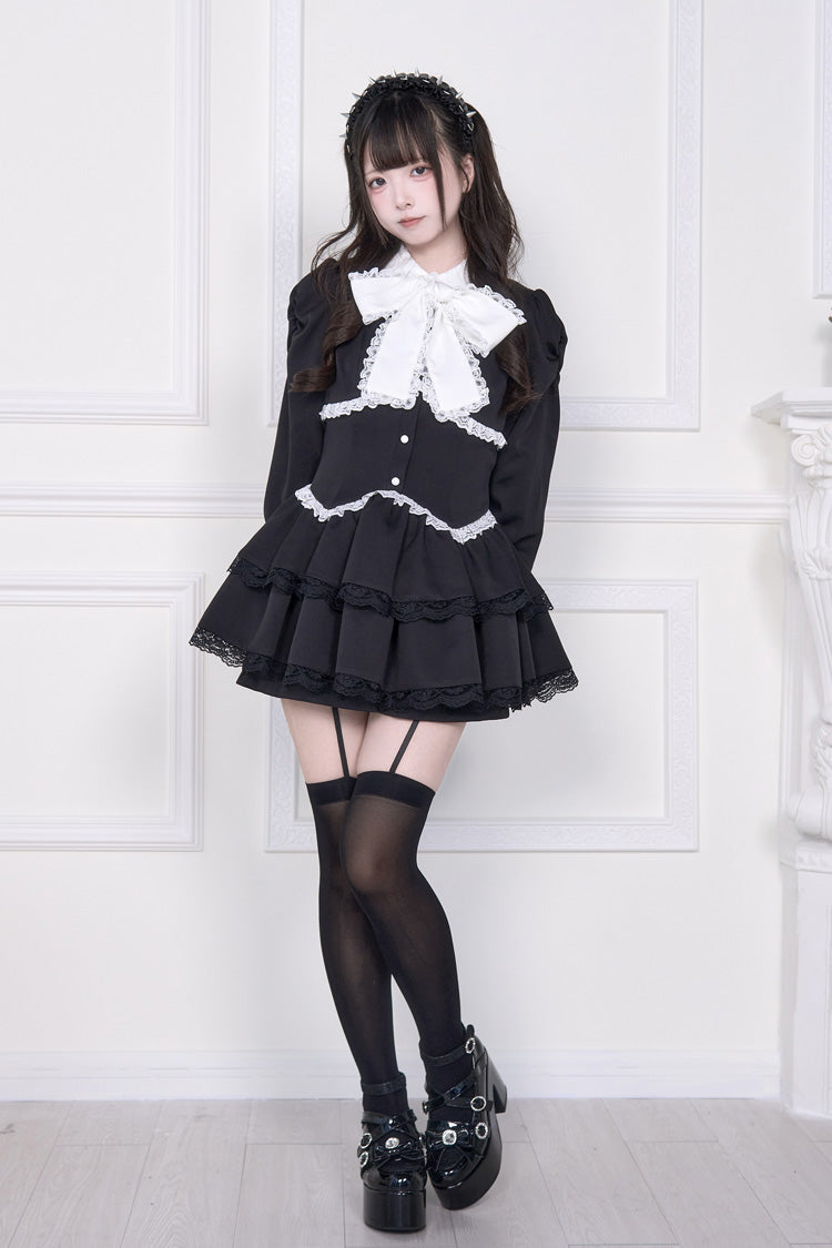 Layered Bow Tie Jirai Kei Outfit with Shorts