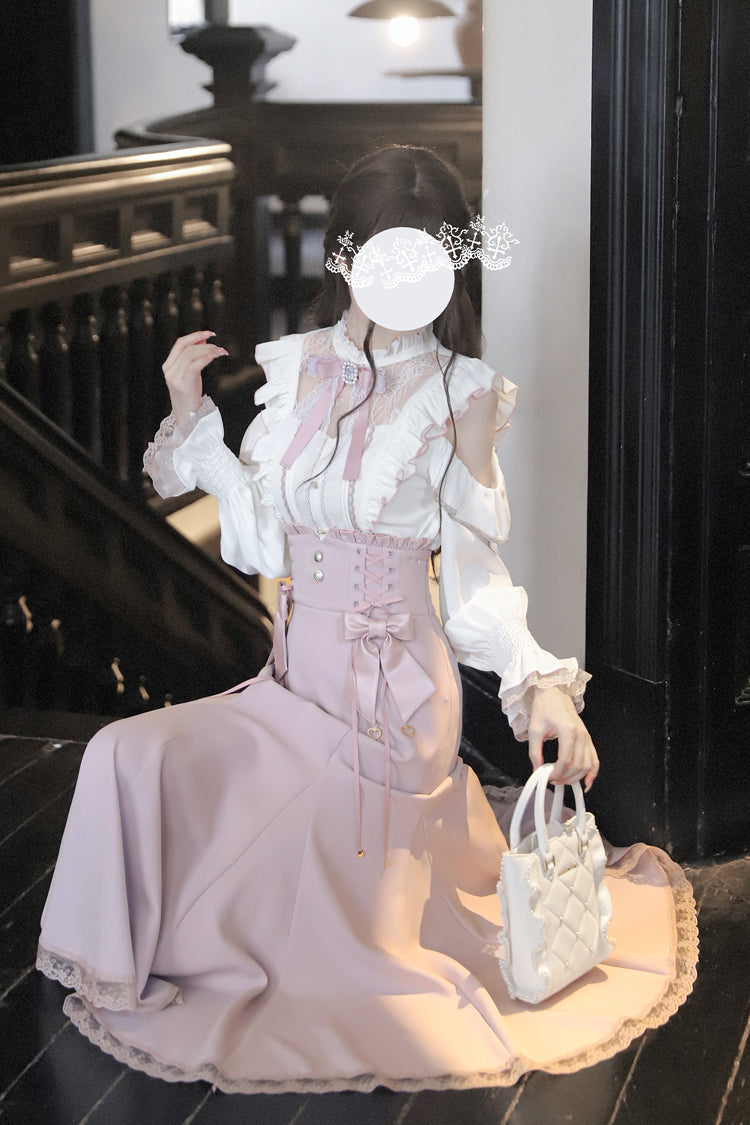 Pink Ruffle Slim Elegant Fishtail Skirt Dress - Sweet Lolita