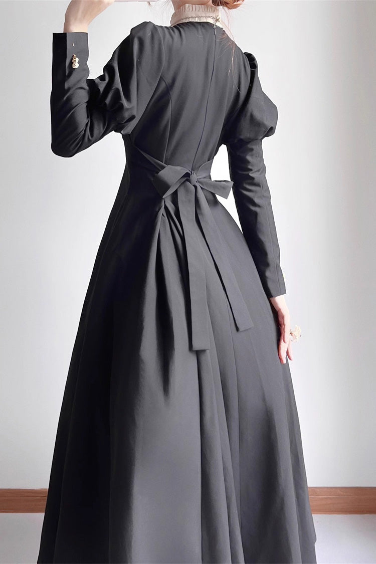 Plus-Size Gothic Lolita Dress with Puff Sleeves and High Waist