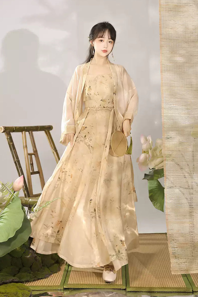 Ivory Song Dynasty High-Waist Printed Classic Chinese Hanfu Outfit