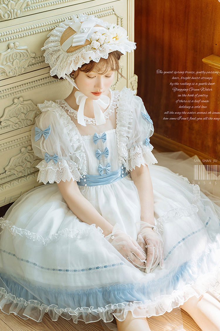 Sweet Lolita Dress with Ruffled Bow and Lace - Moonlight Sonata, 4 Shades